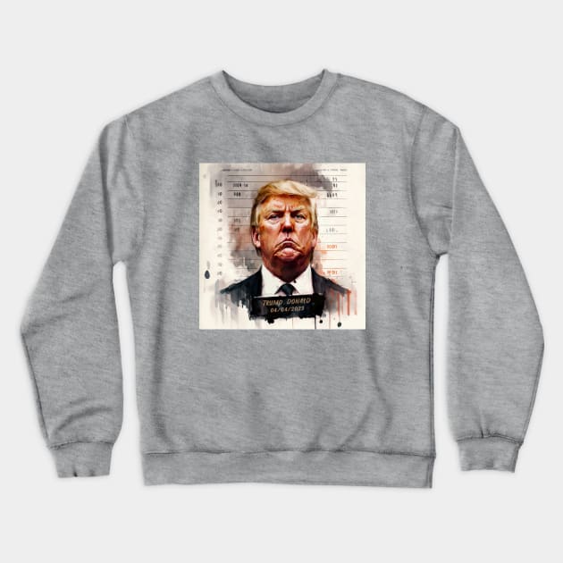 Trump mugshot painting Crewneck Sweatshirt by Fallacious Trump